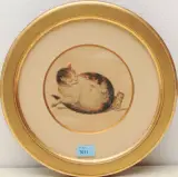 Eine Katze mit ihrem Jungen by Gottfried Mind, watercolor, sold Jun 2023