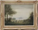Sicht auf Rapperswil by Emil Aufdenblatten, 1946, oil on board, offered Jun 2023