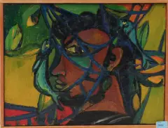 Composition VI: Pêcheur by Rolf Dürig, 1949, oil on canvas, sold Jun 2023