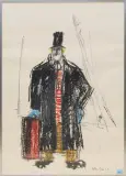 Clown by Leopold Haefliger, 1946, oil, sold Jun 2023