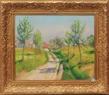 Frühlingslandschaft mit blühenden Bäumen by Hodel, Ernst Ii., oil on board, offered Jun 2023