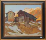 Walliser Bergdorf by Hodel, Ernst Ii., oil on board, sold Jun 2023