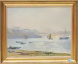 Port d'Argenton by Edmond de Palézieux, oil on board, sold Jun 2023