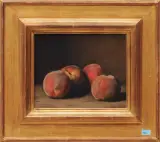 Stilleben mit Pfirsichen by Werner Weber, oil on canvas, sold Jun 2023