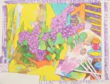 Lilac and Palette by Samuel Buri, color lithograph, offered Jun 2023
