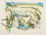 Bacchus und Nymphe by Hans Erni, 1962, color lithograph, sold Jun 2023