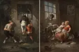 Gegenstücke: Kinderszenen – Die Überraschung by Francois Louis Lanfant de Metz, oil on canvas, sold Mar 2023