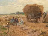 Heuernte by Hugo Mühlig, oil on panel, sold Mar 2023