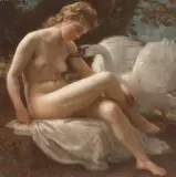 Leda mit dem Schwan by Robert Pötzelberger, oil on canvas, sold Mar 2023
