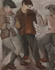 Pseudonym Helmut vom Hügel (Charlottenburg 1899–1931 Chantilly) Die drei Radfahrer by Helmut Kolle, 1924, oil, sold Mar 2023