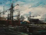 Lo scalo di Trastevere by Renzo Vespignani, 1957, oil on canvas, sold Mar 2023