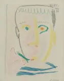 Fumeur by Pablo Picasso, 1964, pencil, sold Mar 2023