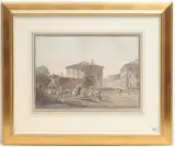Le Temple de Vesta by Abraham-Louis-Rodolphe Ducros, watercolor, offered Mar 2023
