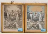Titelblattentwurf: Amor und eine Fee in einem Korb stehend, welcher von zwei jungen Frauen getragen wird by Johann Heinrich Ramberg, watercolor, sold Mar 2023
