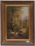 Waldbach by Victor Puhonny, 1880, oil on panel, sold Mar 2023
