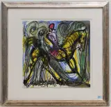 Reiter mit gelben Pferd by Antonius Hoeckelmann, 1989, mixed media, sold Mar 2023