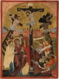 Griechisch, 17./18.Jh by Kreuzigung Christi, tempera, sold Mar 2023
