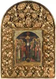 Russisch, Ende 19.Jh by Kreuzigung Christi mit Rahmen, tempera, sold Mar 2023