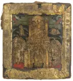 Russisch, um 1800 by Geburt der Maria mit Basma, tempera, sold Mar 2023