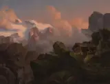 Gebirgslandschaft by Jakob Josef Zelger, oil on canvas, sold Mar 2023