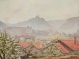 Vienne - Isère", Blick über die Dächer der Stadt gegen Notre Dame de Pipet by Gustave François, oil on canvas, offered Mar 2023
