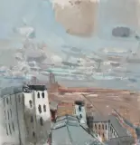 Blick über die Dächer von Paris, 1974 by Rudolf Zender, oil on canvas, sold Mar 2023