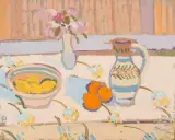 Stillleben mit Früchten", 1981 by Constantin Polastri, oil on canvas, sold Mar 2023