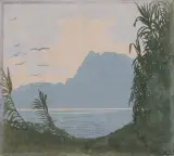 Seelandschaft by Plinio Colombi, 1910, woodcut, sold Mar 2023
