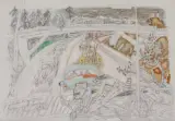 Nationalstrasse by Alois Carigiet, 1979, watercolor, sold Mar 2023