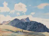 Berglandschaft by Plinio Colombi, 1921, watercolor, offered Mar 2023