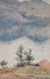 Blick hinab auf einen See by Plinio Colombi, 1924, watercolor, offered Mar 2023