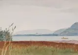 Seelandschaft mit Ruderboot by Plinio Colombi, 1931, watercolor, offered Mar 2023