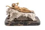 Bare on Bear by Carl Kauba, bronze with cold painted finishes, sold Apr 2023