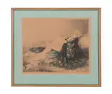 La Robe de Chine/Silk Robe by Louis Icart, 1926, etching, sold Apr 2023