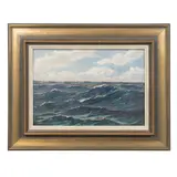Crashing Waves by Paul Esnoul, oil on board, sold Apr 2023