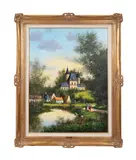 Chateau de Doumanches" second half 20th century by Paul Valere, oil on canvas, sold Jun 2023