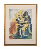 The Lovers by Ossip Zadkine, 1964, lithograph on paper, sold Jun 2023