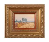 Haystacks" late 20th / early 21st century by Pavel Matveevich Gorobets, oil on artist's board, sold Jun 2023