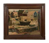 Low Tide: Polperro by William St. Clair Simmons, oil on canvas, sold Jun 2023