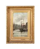Harbor by James Campbell Noble, 1881, oil on canvas, sold Jun 2023