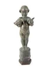 Duck Baby by Edith Barretto Stevens Parsons, bronze fountain figure modeled as a young child holding two ducks, sold Jun 2023