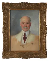 Portrait of Elbert H. Gary by Emil Fuchs, oil on paper, sold Jun 2025