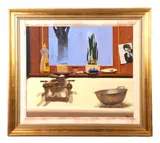 Still life "Pride and Joy" depicting a kitchen sink with colander by William B Hoyt, photograph of Bob Dylan, sold Jun 2025