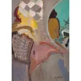 Woman Resting on Chair by Mahmoud Sabzi, oil on board, sold Aug 2022