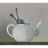 Tea Pot and Silver by Carla Messee, 1999, acrylic on canvas, sold Aug 2022
