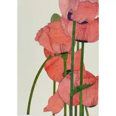 Six Poppies by Art Hansen, 1999, watercolor, sold Aug 2022
