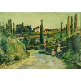 Untitled (Lesiure Countryside Scene) by Jean Plumet, 1912, oil on canvas, sold Aug 2022