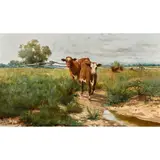 Cattle in the Field by David Birdsey Walkley, oil on canvas, sold Aug 2022