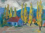 Californian Landscape by Jeannette Maxfield Lewis, oil on canvasboard, sold Aug 2022
