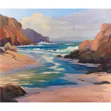 Ocean by the Cliffside by Luther Evans DeJoiner, 1953, oil on canvas, sold Aug 2022